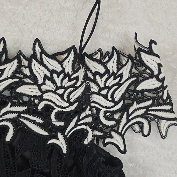 TopShow Romantic Goth Black Lace Off-Shoulder Bardot Top Sz.4 - Picture 3 of 11